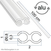 3 STÜCK Alu Doppelkederschiene je 1 Meter Kederleiste Ø8mm (passend für 5-7mm Keder) - Aluminium Leiste Kederprofil für Wohnwagen Wohnmobil - Zelt Vorzelt Schürzenleiste Vorzeltschiene